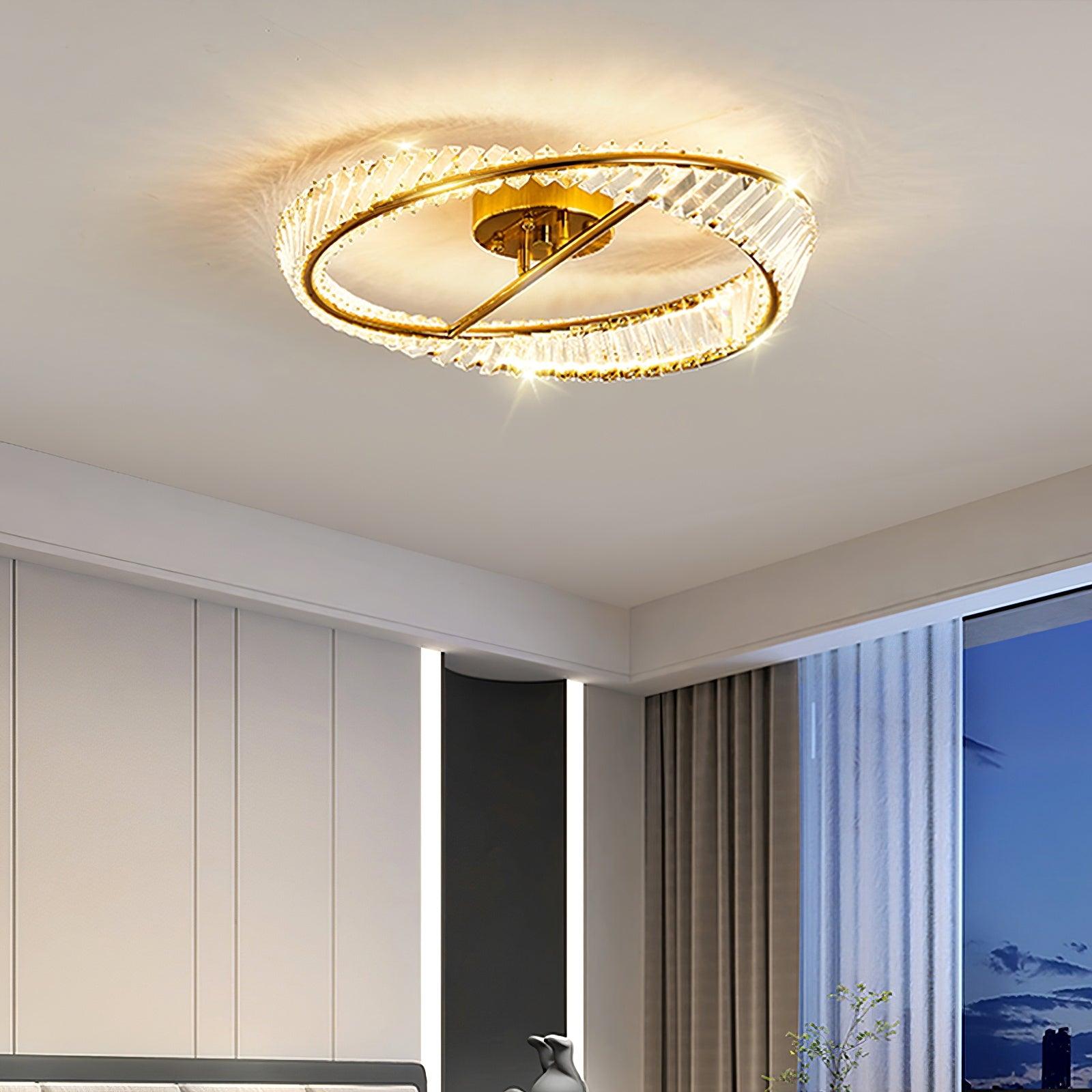 Lustra Ceiling Light Crystal Rings Stainless Steel - Letslighting