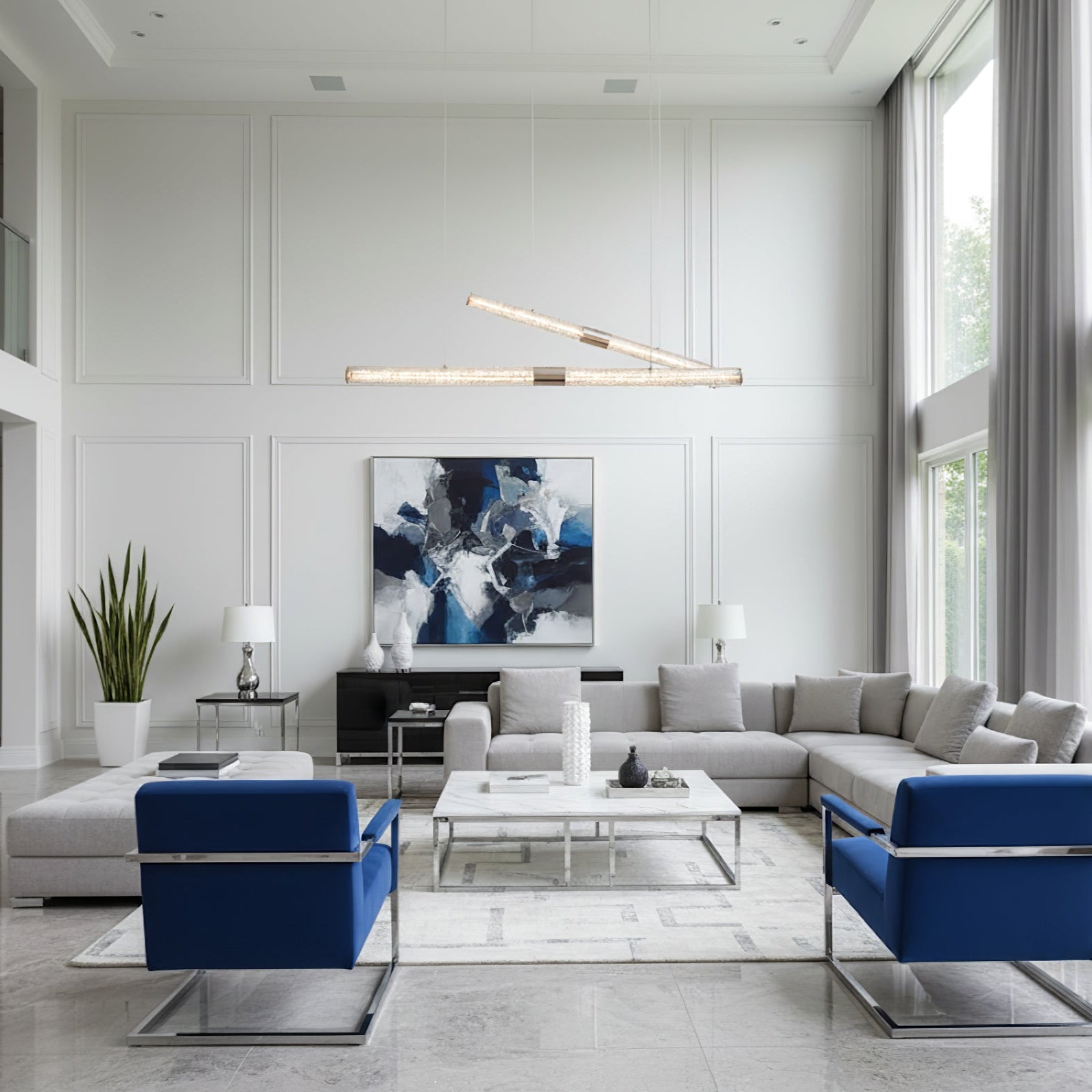 Linear Modern Metal & Resin Pendant Light
