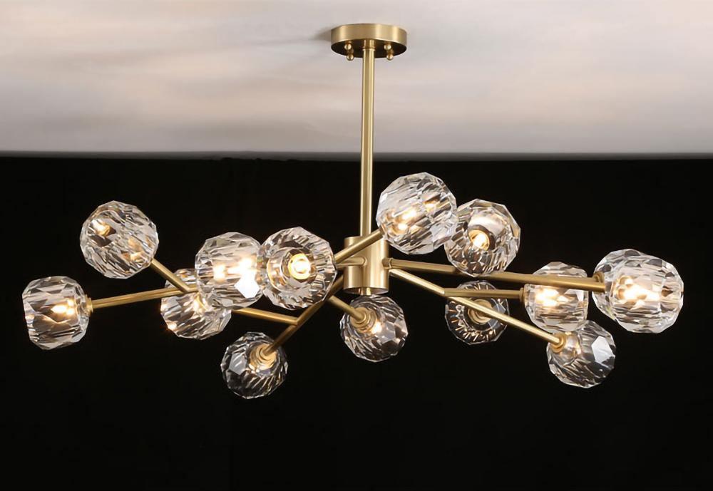Lustra Pendant Lamp Crystal Ball Brass Cluster - Letslighting