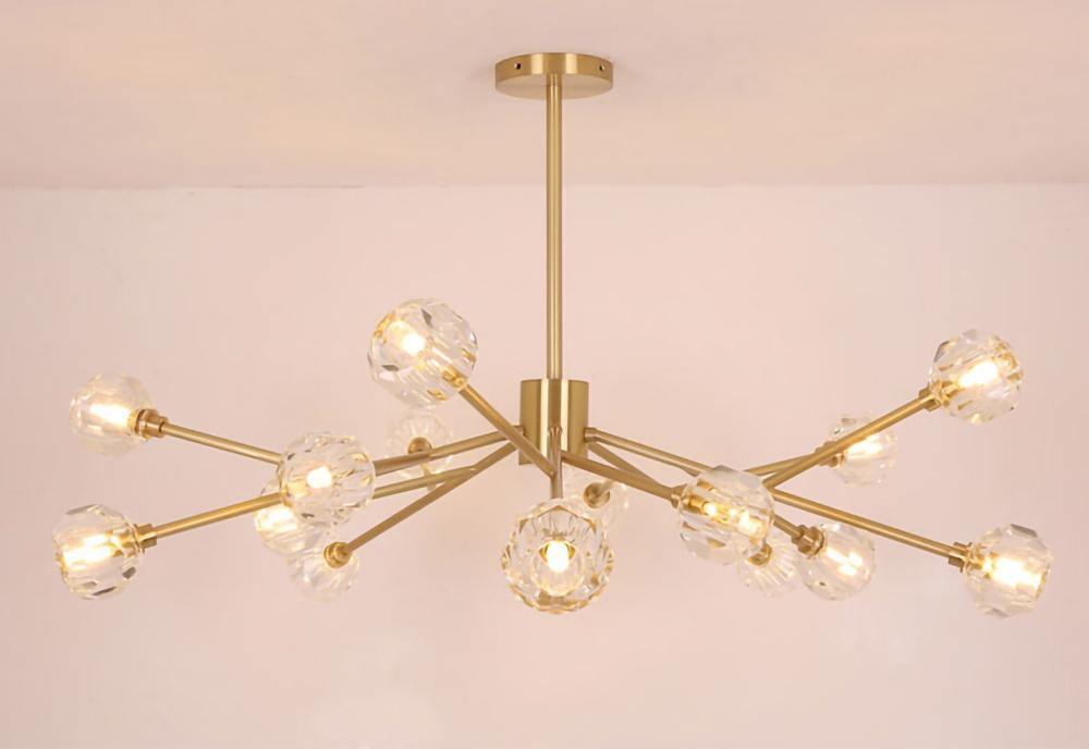Lustra Pendant Lamp Crystal Ball Brass Cluster - Letslighting