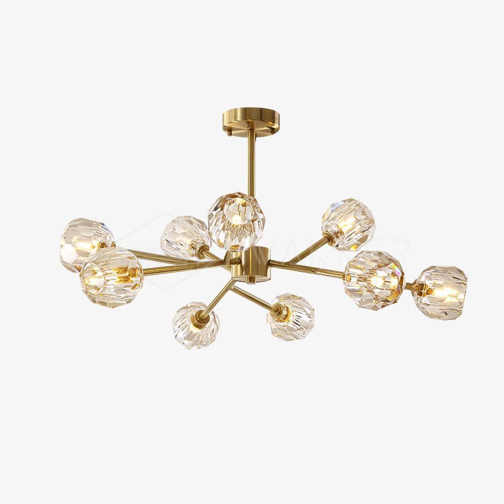 Lustra Pendant Lamp Crystal Ball Brass Cluster - Letslighting