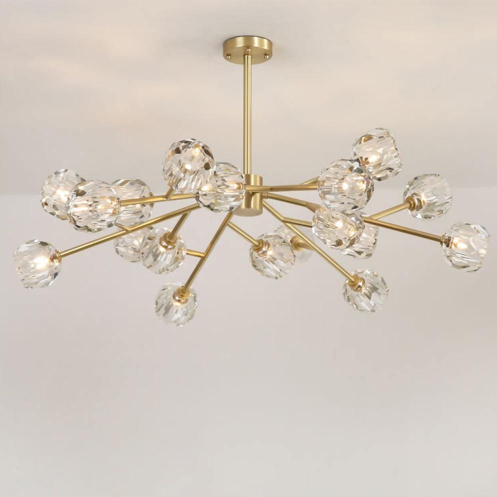 Lustra Pendant Lamp Crystal Ball Brass Cluster - Letslighting