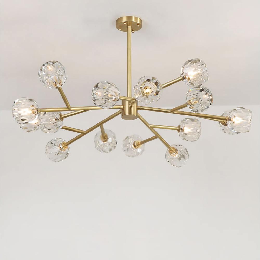 Lustra Pendant Lamp Crystal Ball Brass Cluster - Letslighting