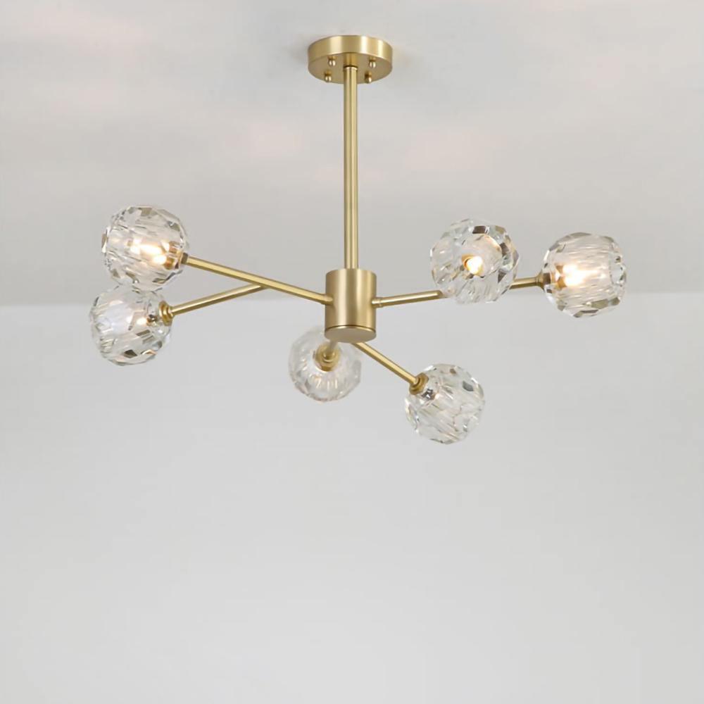 Lustra Pendant Lamp Crystal Ball Brass Cluster - Letslighting