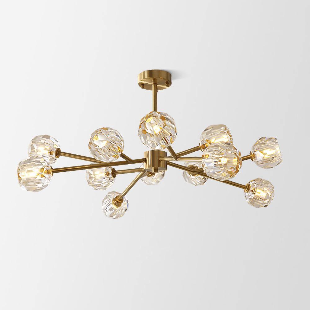 Lustra Pendant Lamp Crystal Ball Brass Cluster - Letslighting