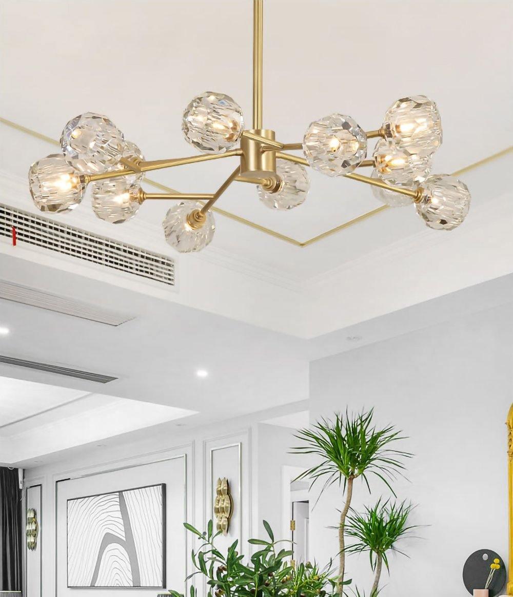 Lustra Pendant Lamp Crystal Ball Brass Cluster - Letslighting