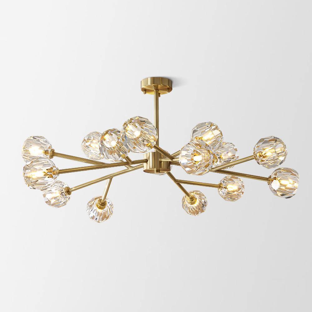 Lustra Pendant Lamp Crystal Ball Brass Cluster - Letslighting