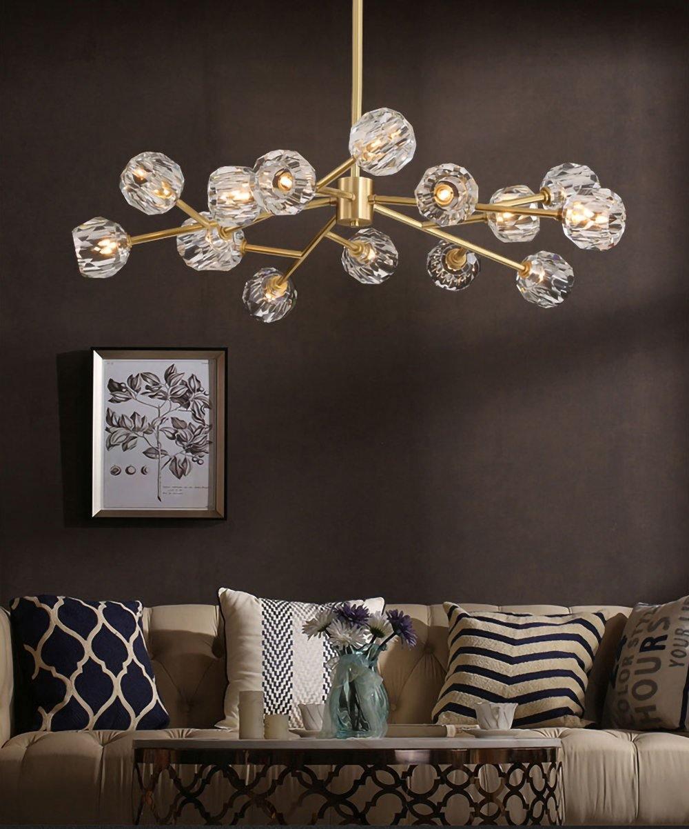 Lustra Pendant Lamp Crystal Ball Brass Cluster - Letslighting