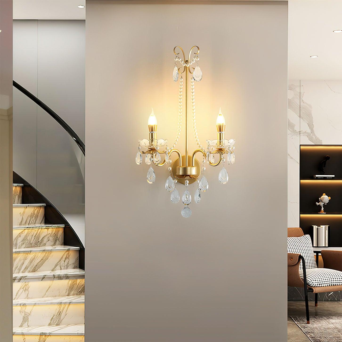 Nydoraris Elegance Pearl Chain Crystal Wall Lamp - Letslighting
