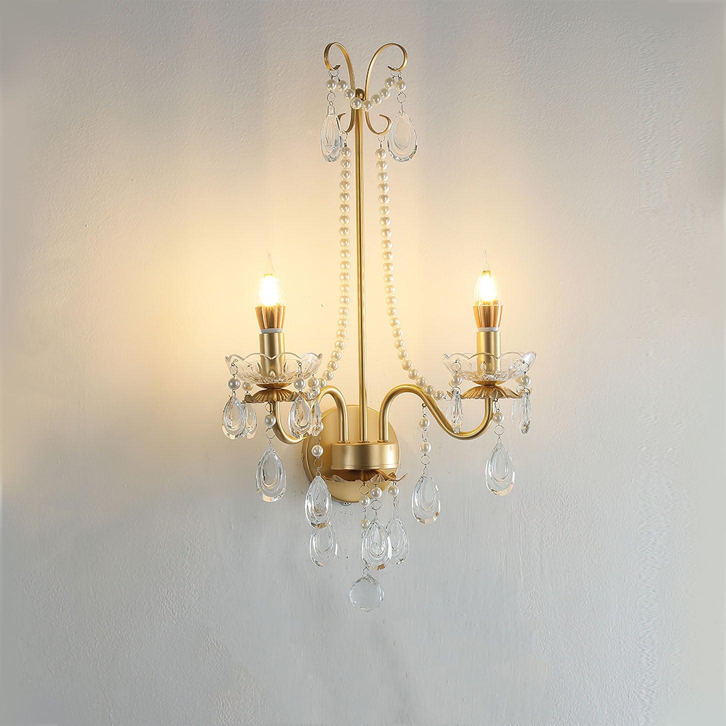 Nydoraris Elegance Pearl Chain Crystal Wall Lamp - Letslighting