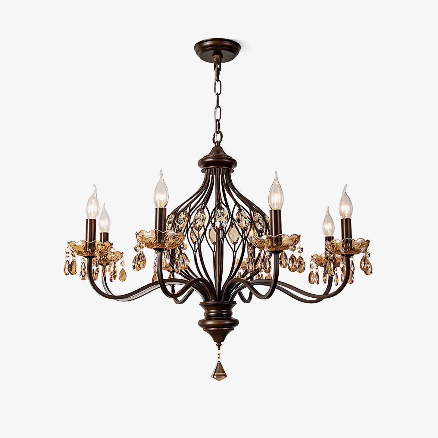 Enorel Vintage Bronze Crystal Chandelier - Letslighting