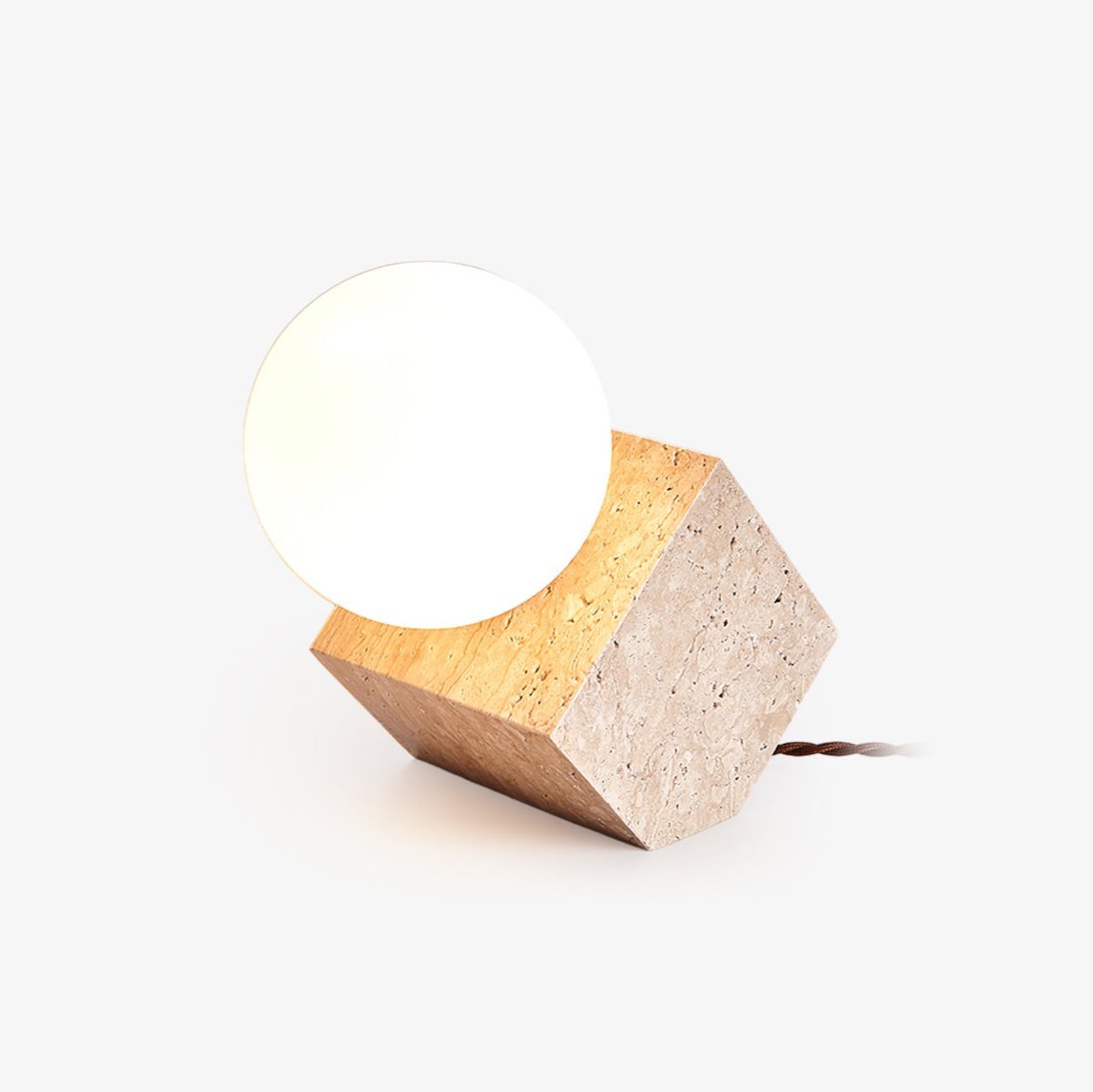 Hexarae Geometric Travertine Table Lamp - Letslighting
