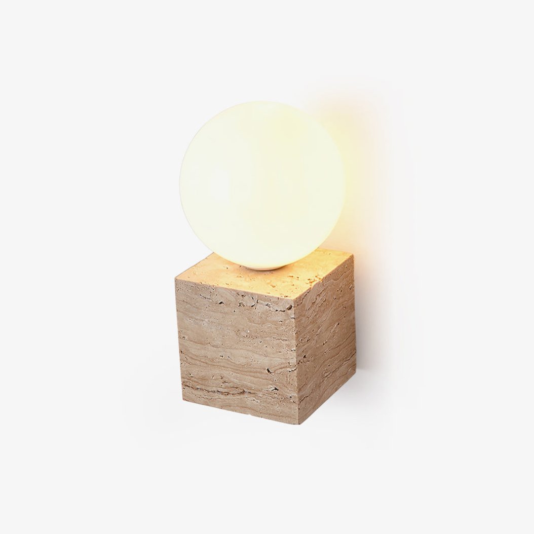 Eurlaean Cube-Base Travertine Wall Light - Letslighting