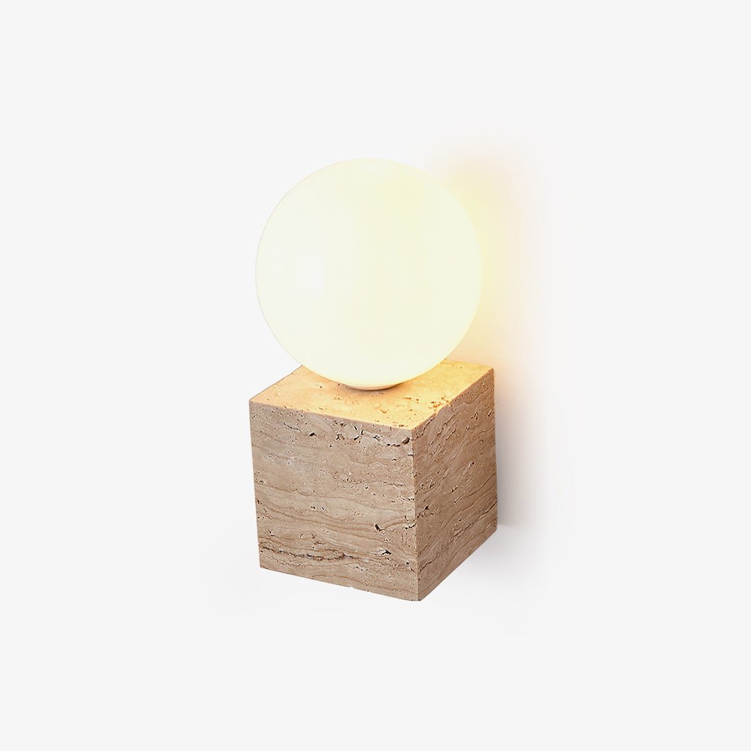 Eurlaean Cube-Base Travertine Wall Light - Letslighting