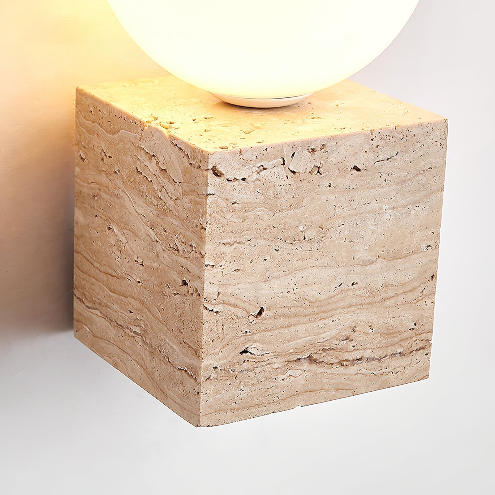 Eurlaean Cube-Base Travertine Wall Light - Letslighting