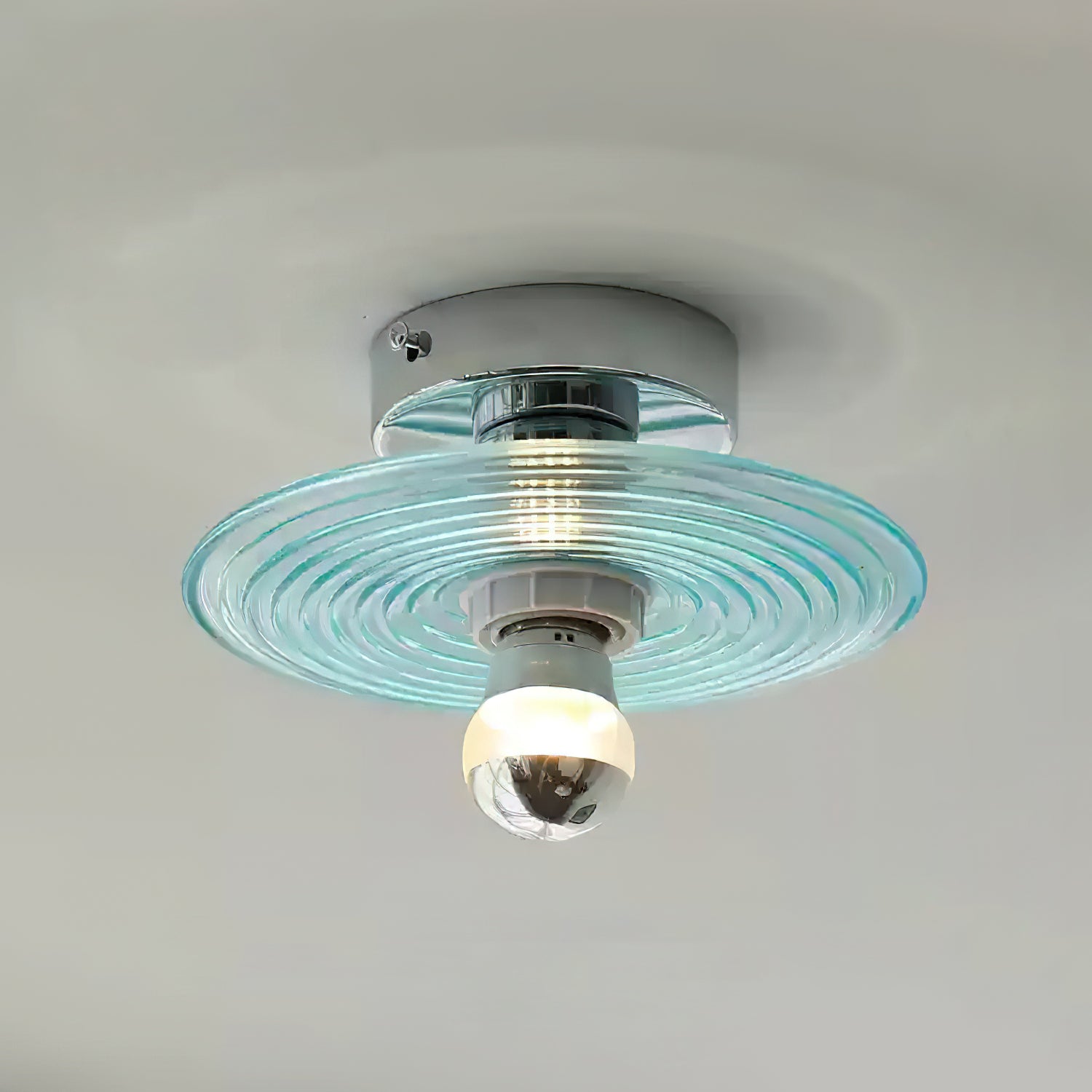 Curios Ceiling Light Spiral Glass Chrome Base - Letslighting