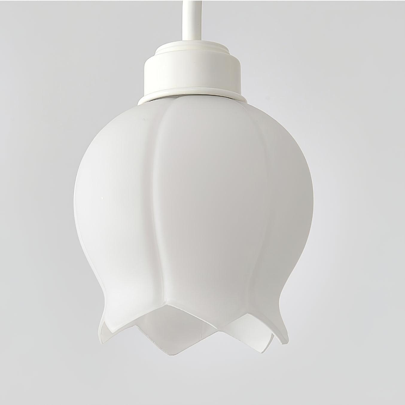 Lustra Chandelier Bell Shade Curved Arm White Floral Elegant - Letslighting