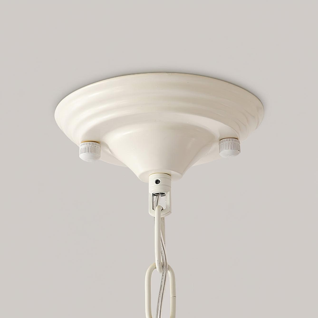 Lustra Chandelier Bell Shade Curved Arm White Floral Elegant - Letslighting
