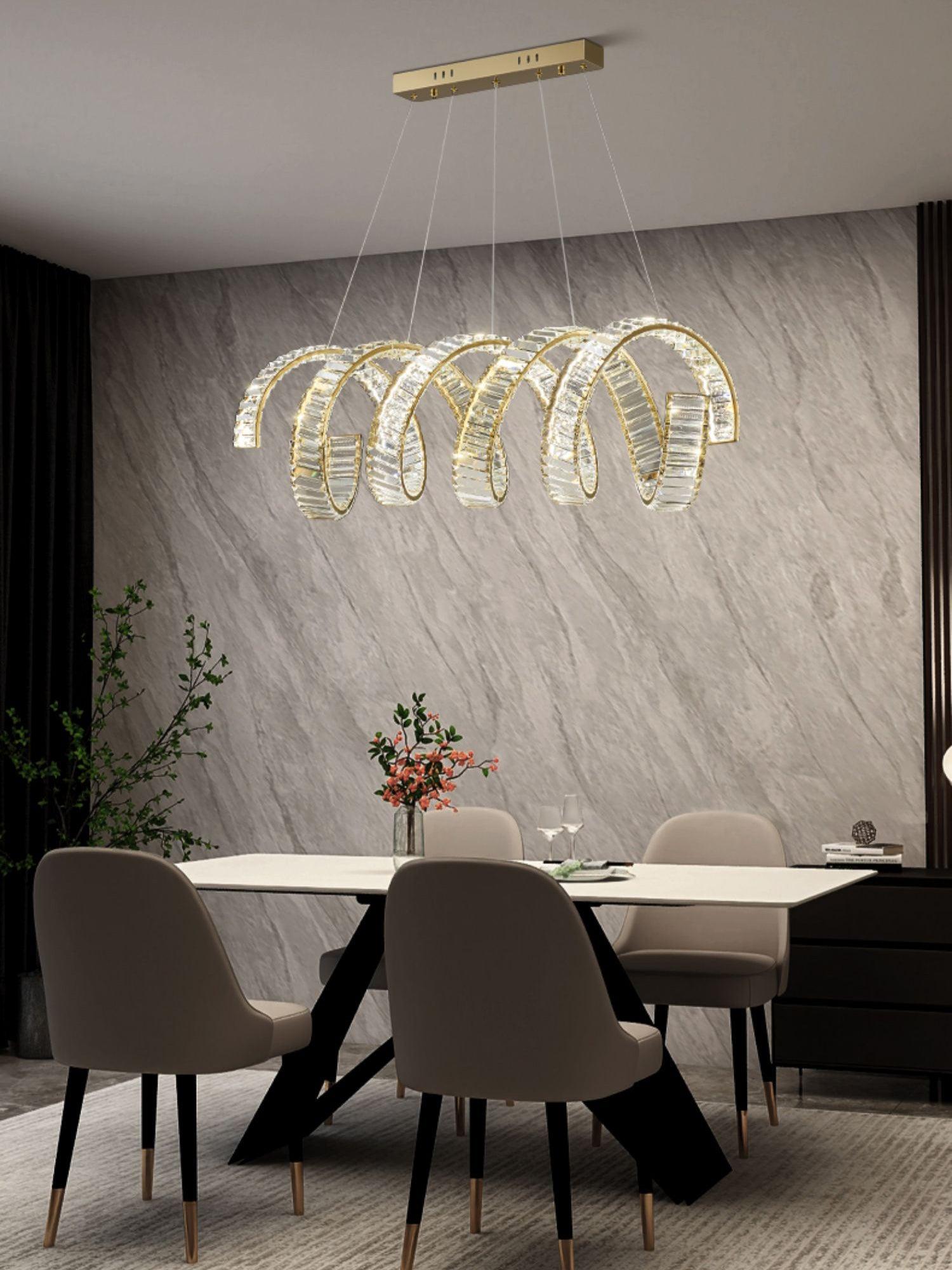 Lustra Chandelier Curved LED Crystal Luxurious - Letslighting