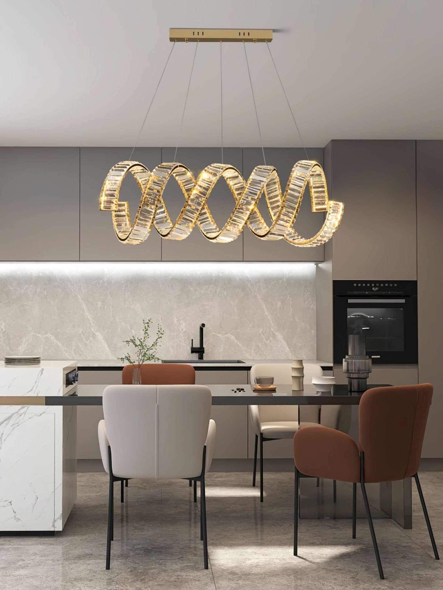 Lustra Chandelier Curved LED Crystal Luxurious - Letslighting