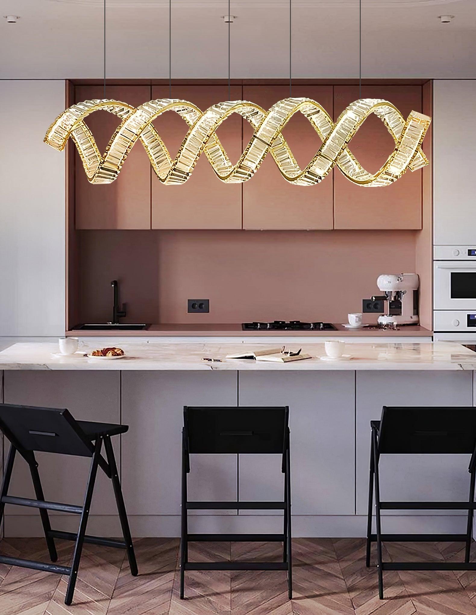 Lustra Chandelier Curved LED Crystal Luxurious - Letslighting