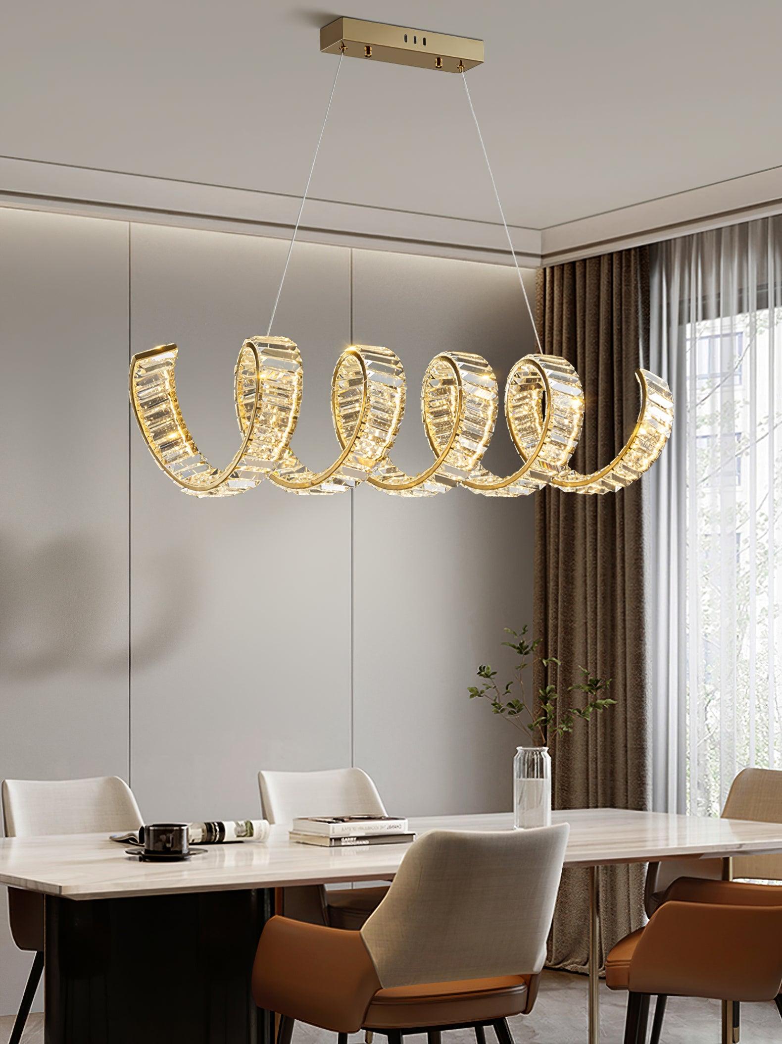 Lustra Chandelier Curved LED Crystal Luxurious - Letslighting