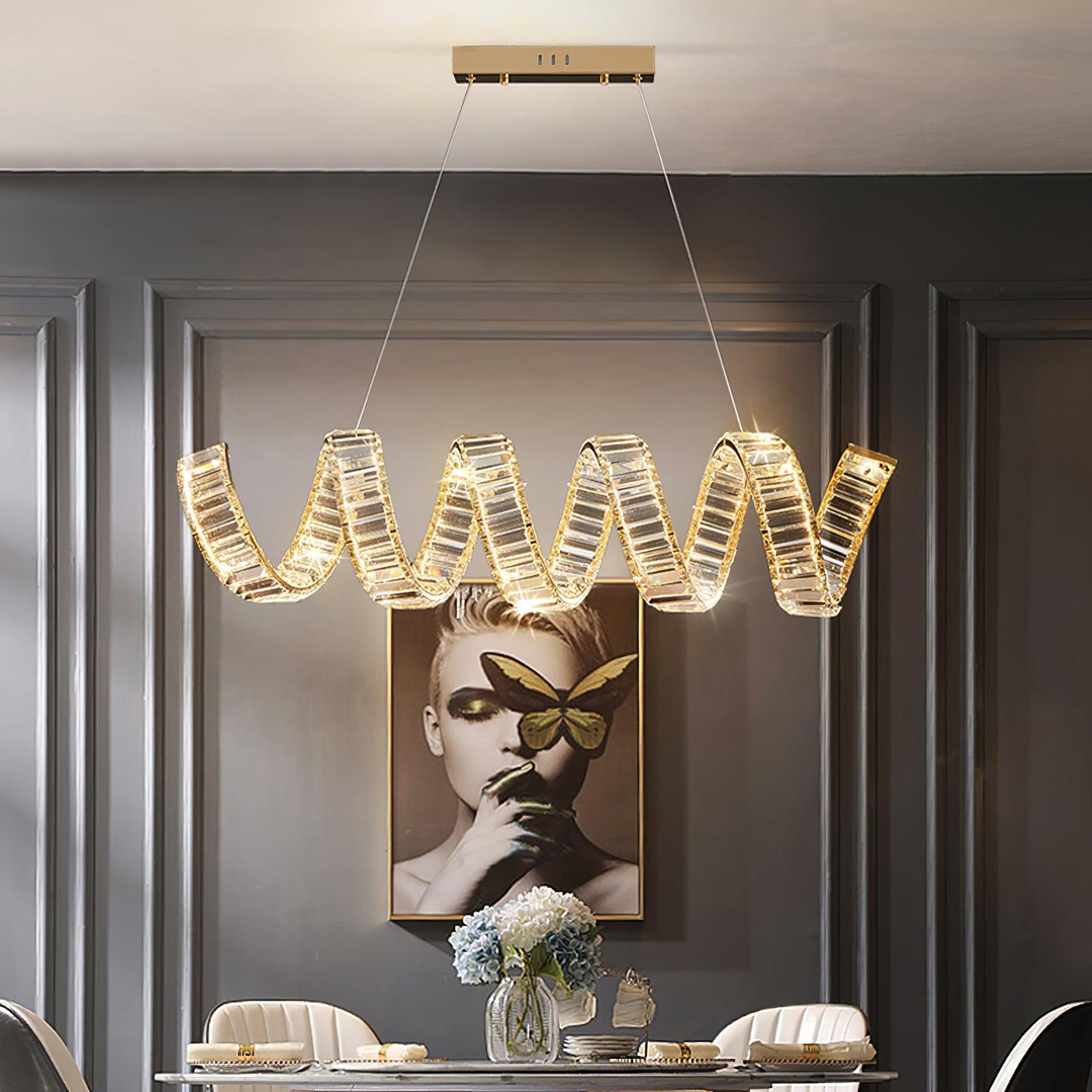 Lustra Chandelier Curved LED Crystal Luxurious - Letslighting