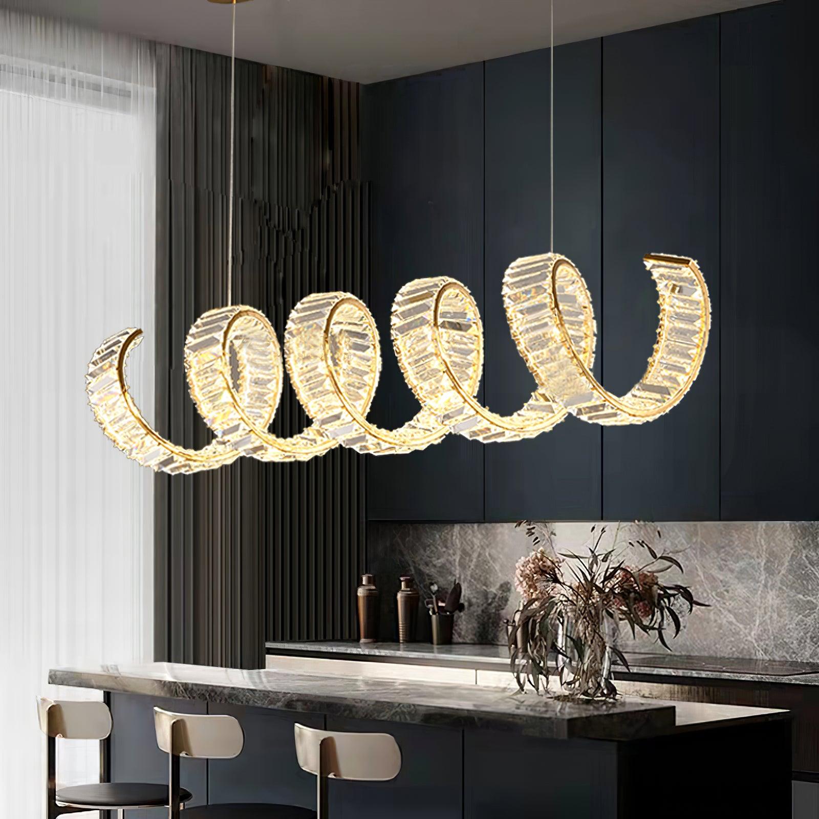 Lustra Chandelier Curved LED Crystal Luxurious - Letslighting