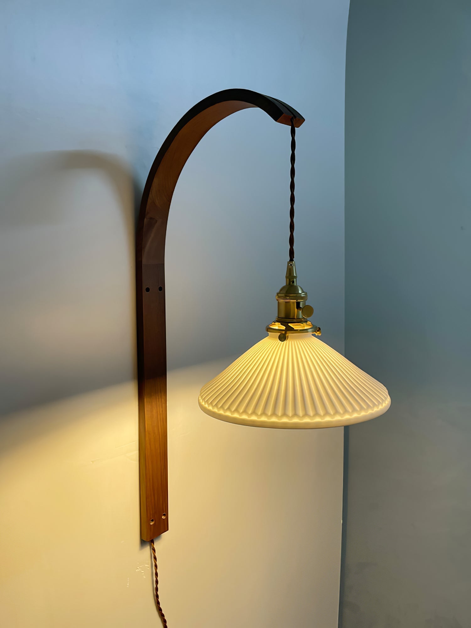 Dapple Modern Minimalist Walnut Ceramic Wall Light - Letslighting