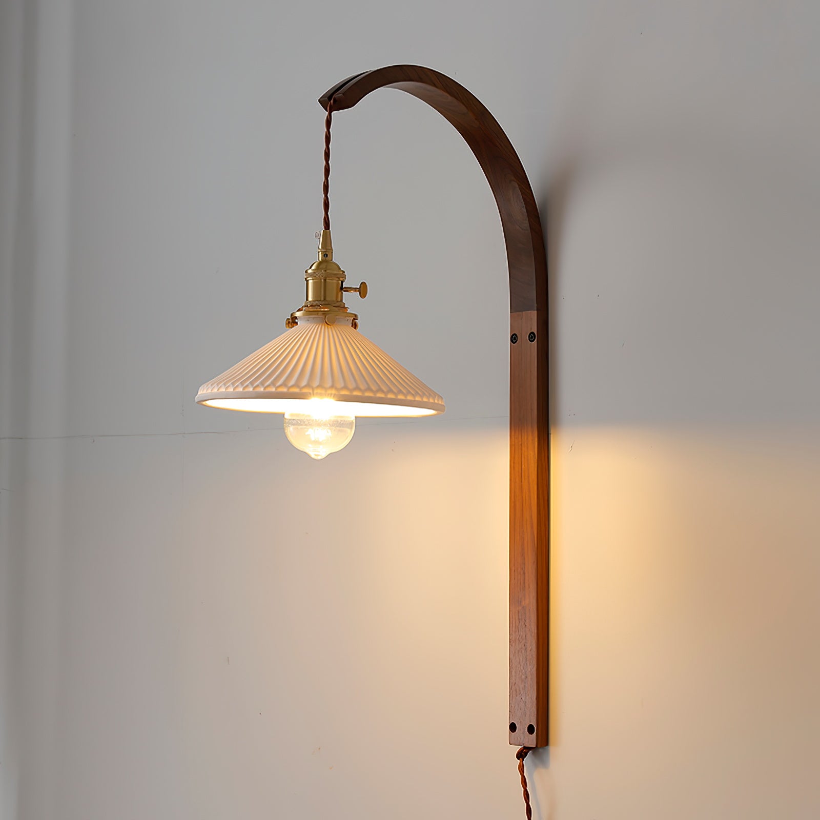 Dapple Modern Minimalist Walnut Ceramic Wall Light - Letslighting