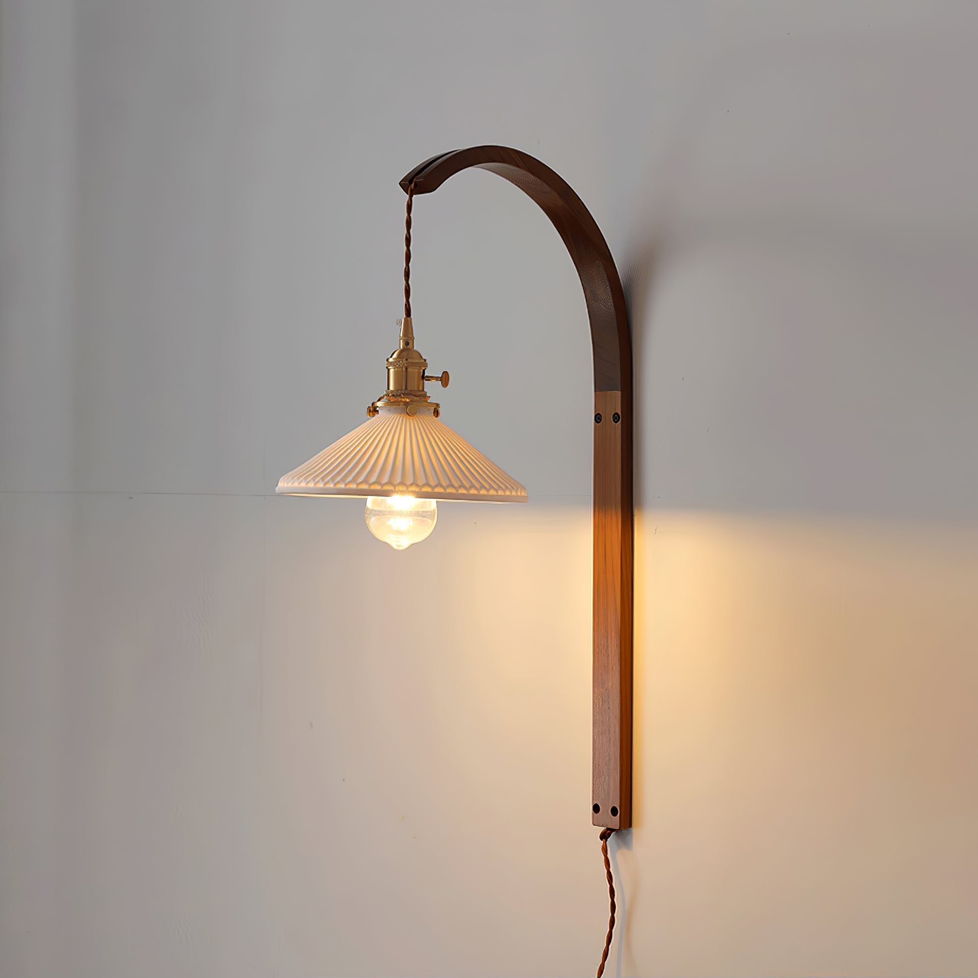 Dapple Modern Minimalist Walnut Ceramic Wall Light - Letslighting