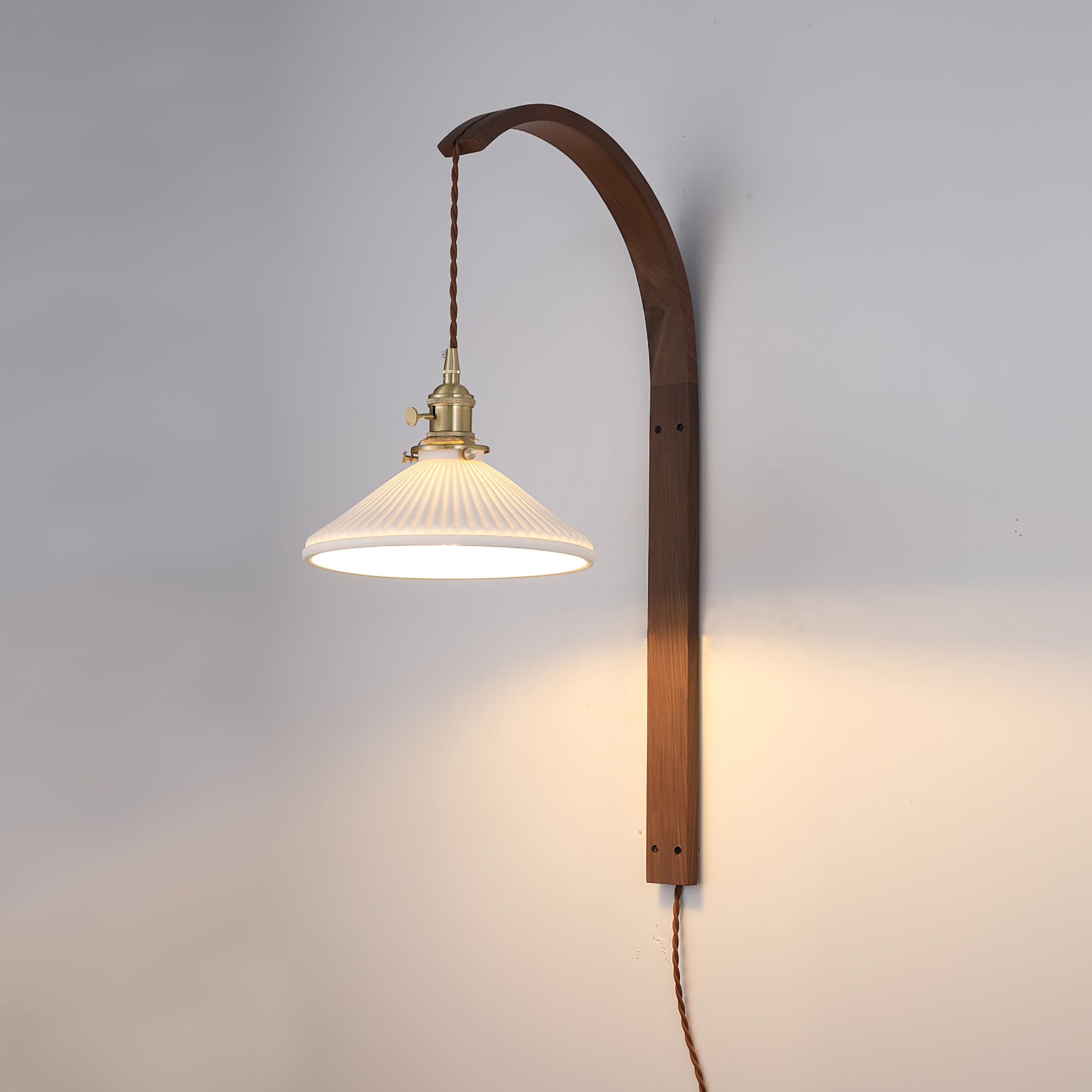 Dapple Modern Minimalist Walnut Ceramic Wall Light - Letslighting