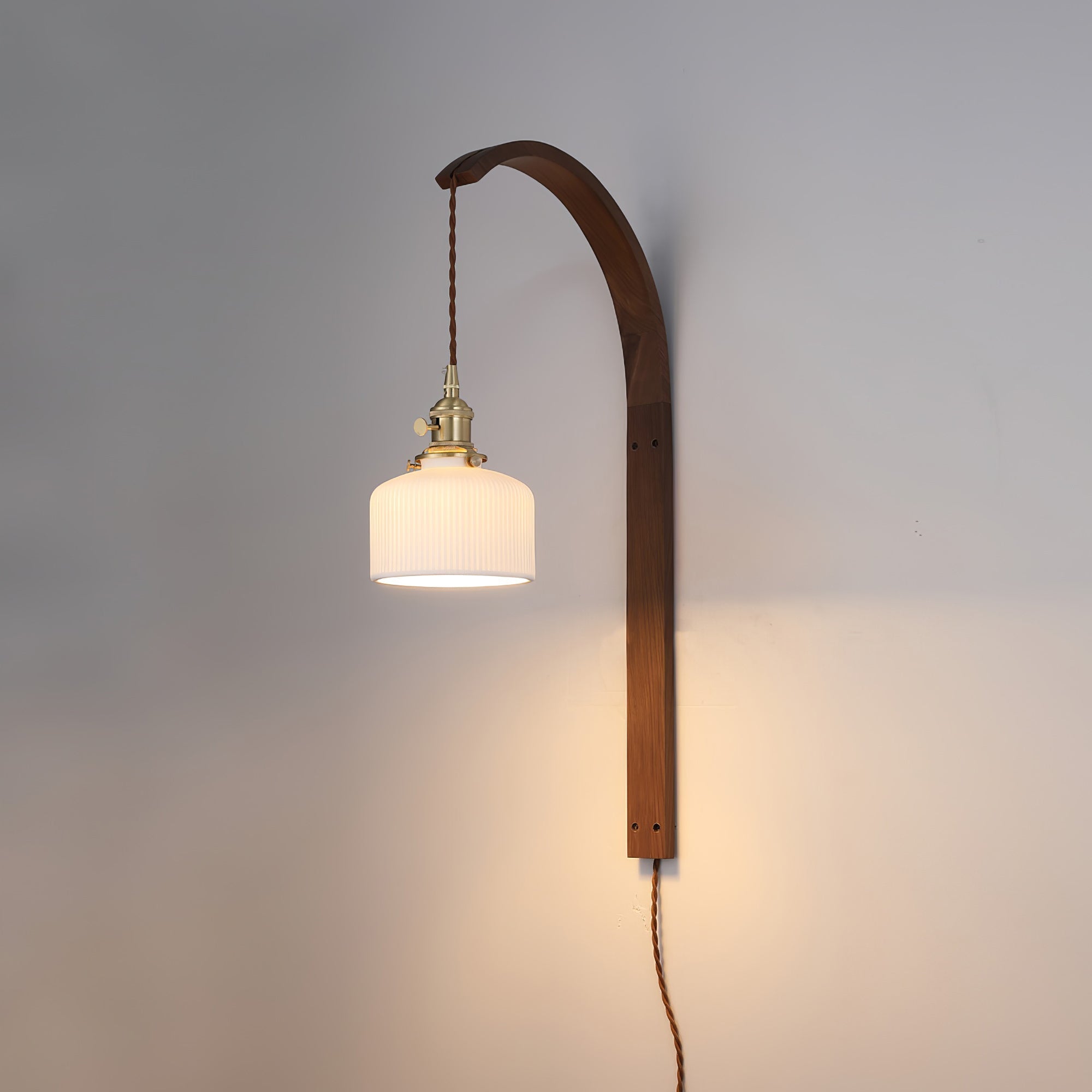 Dapple Modern Minimalist Walnut Ceramic Wall Light - Letslighting