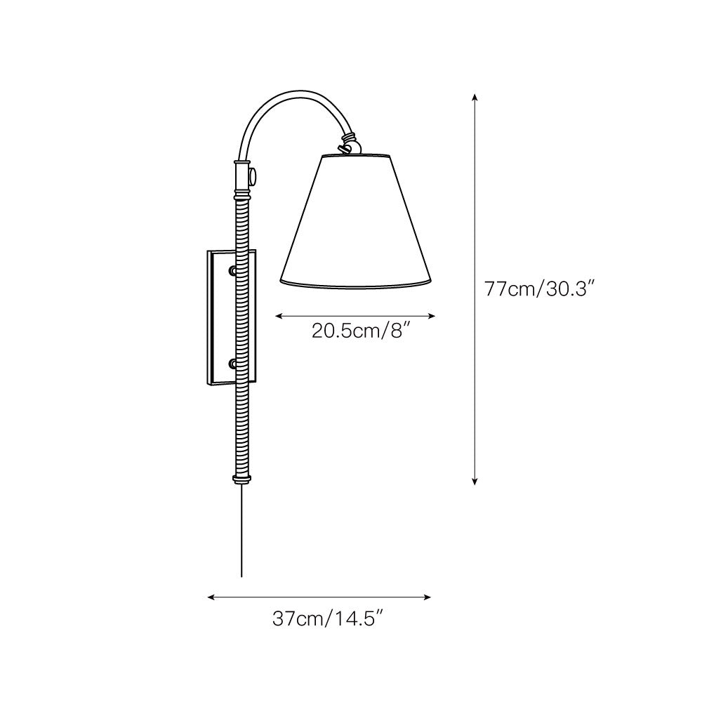 Elan Modern Minimalist Plug-In Brass Fabric Sconce Wall Lamp - Letslighting