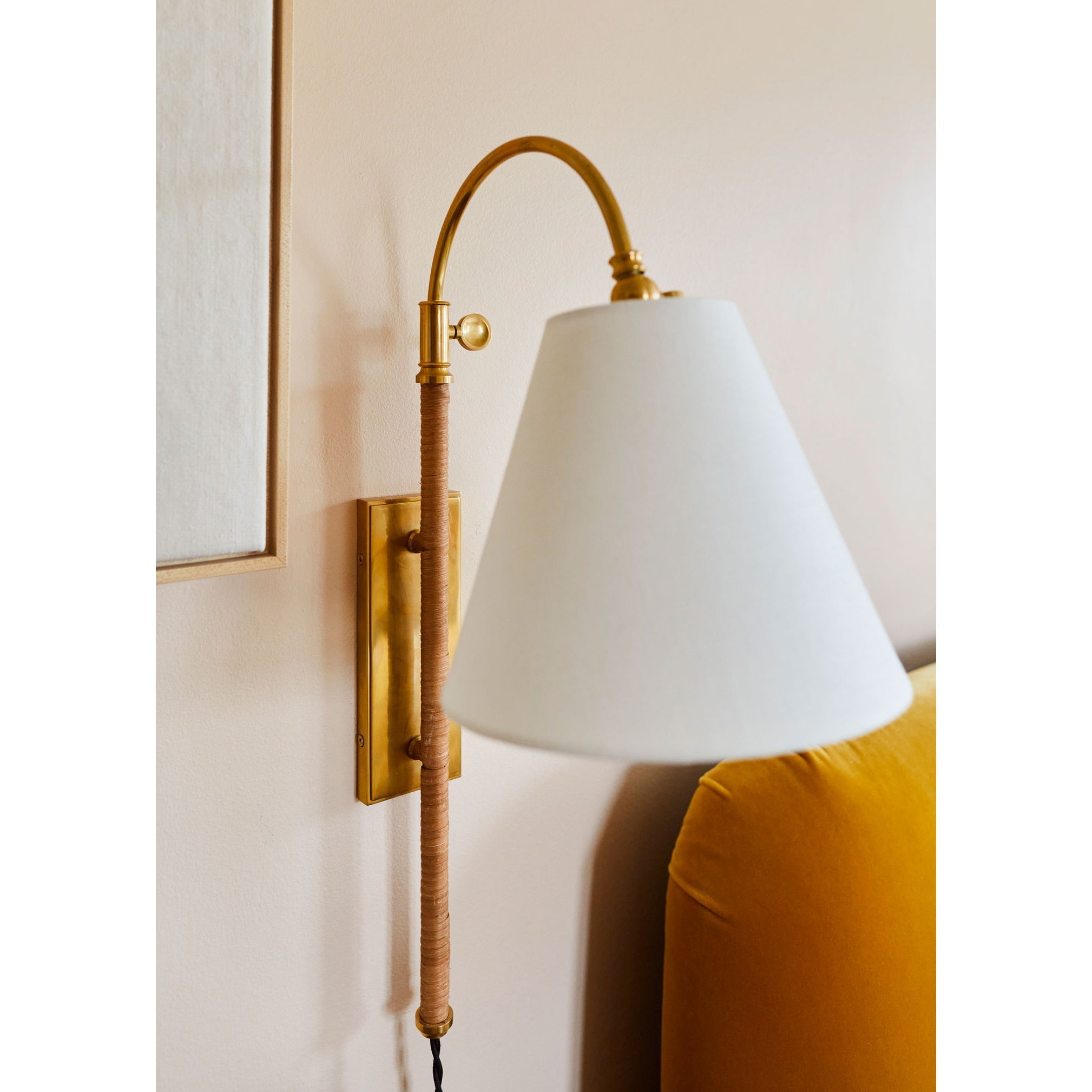 Elan Modern Minimalist Plug-In Brass Fabric Sconce Wall Lamp - Letslighting