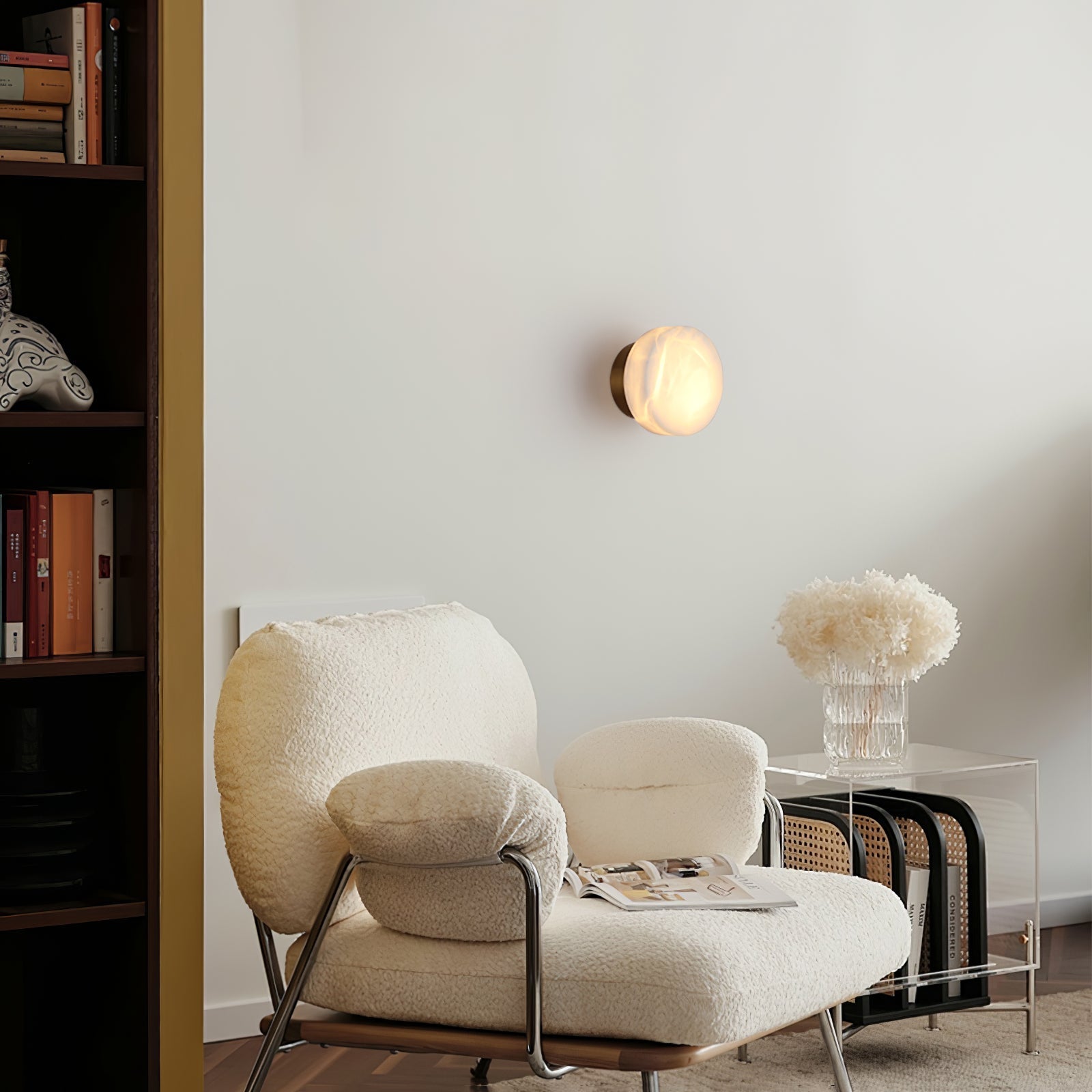 Glim Modern Minimalist Brass Alabaster Wall Lamp - Letslighting