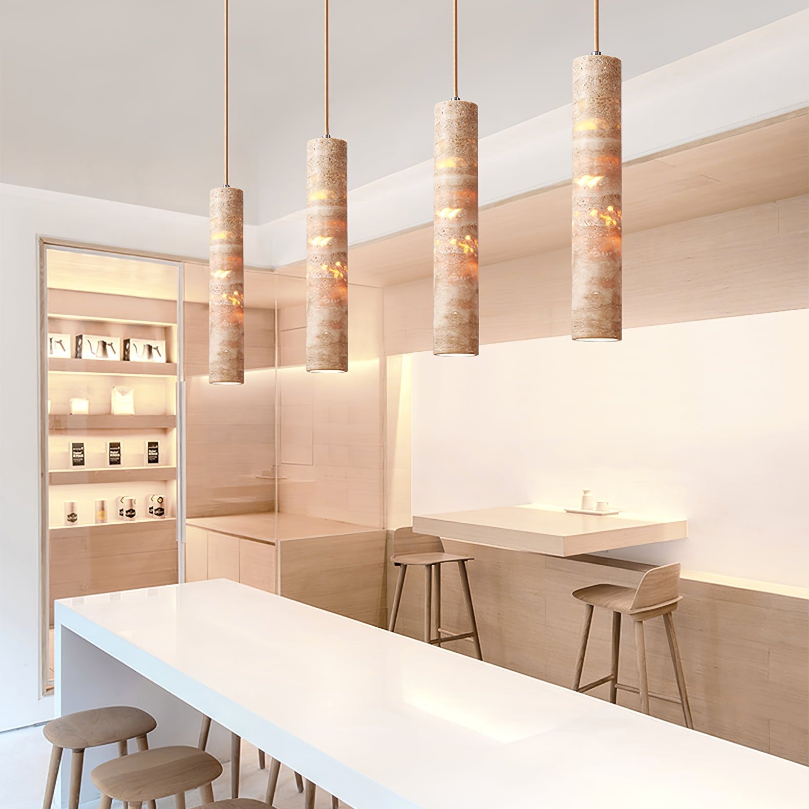 Cylindrical Travertine Pendant Light - Letslighting