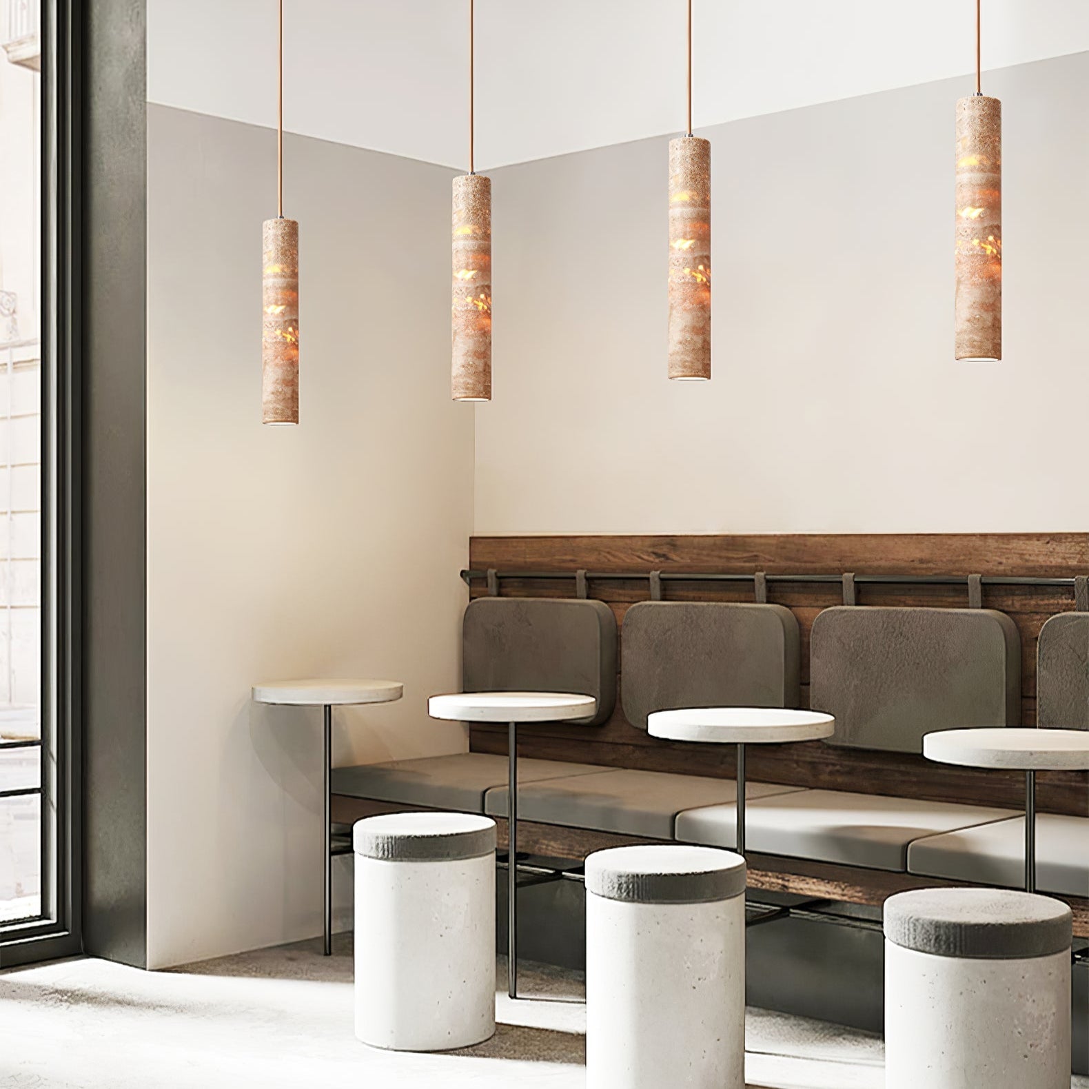 Cylindrical Travertine Pendant Light - Letslighting