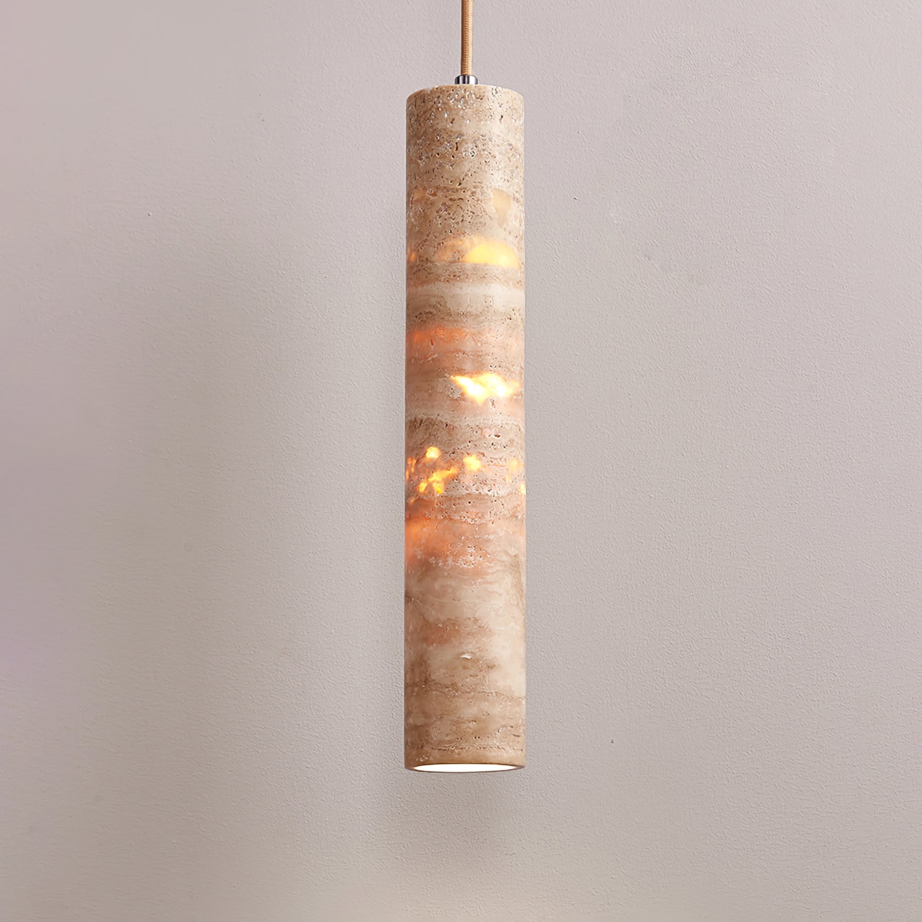 Cylindrical Travertine Pendant Light - Letslighting