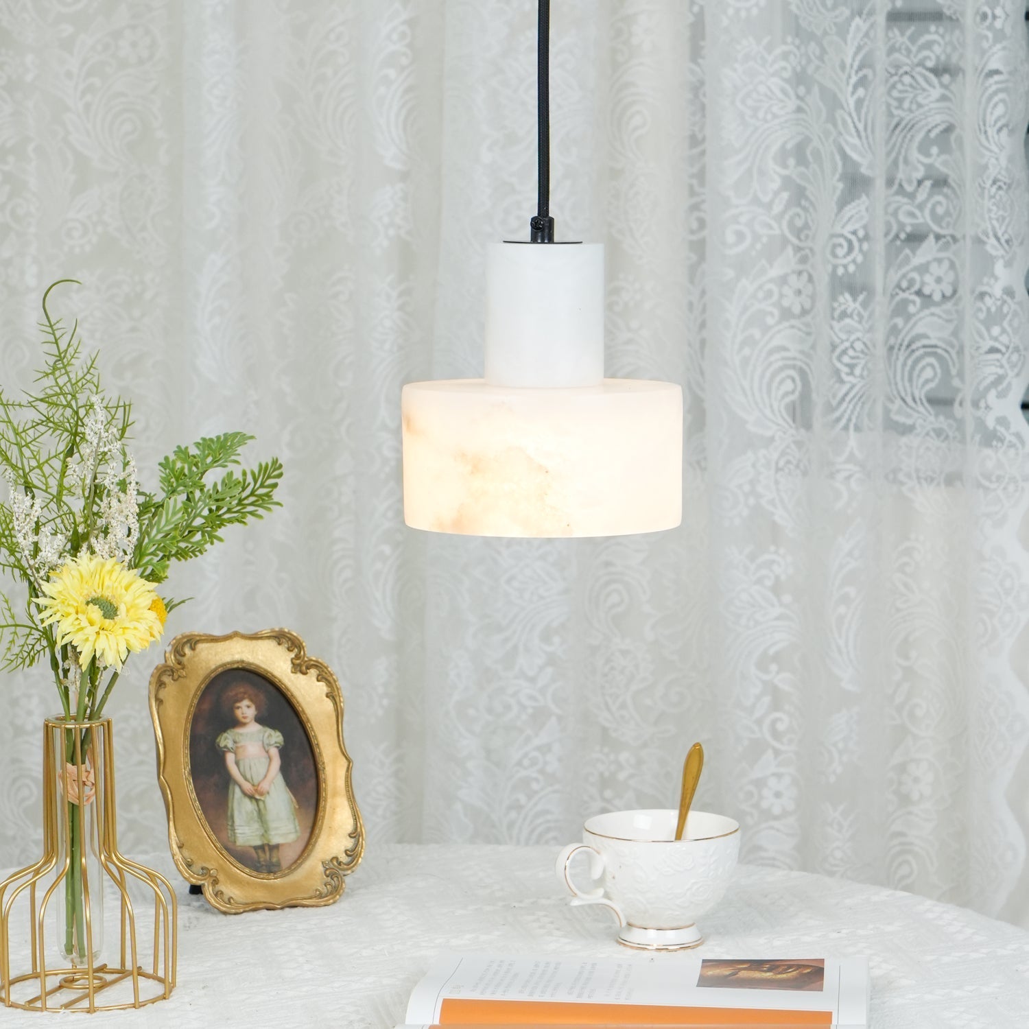 Alabaster Pendant Lgiht Dual Cylindrical - Letslighting