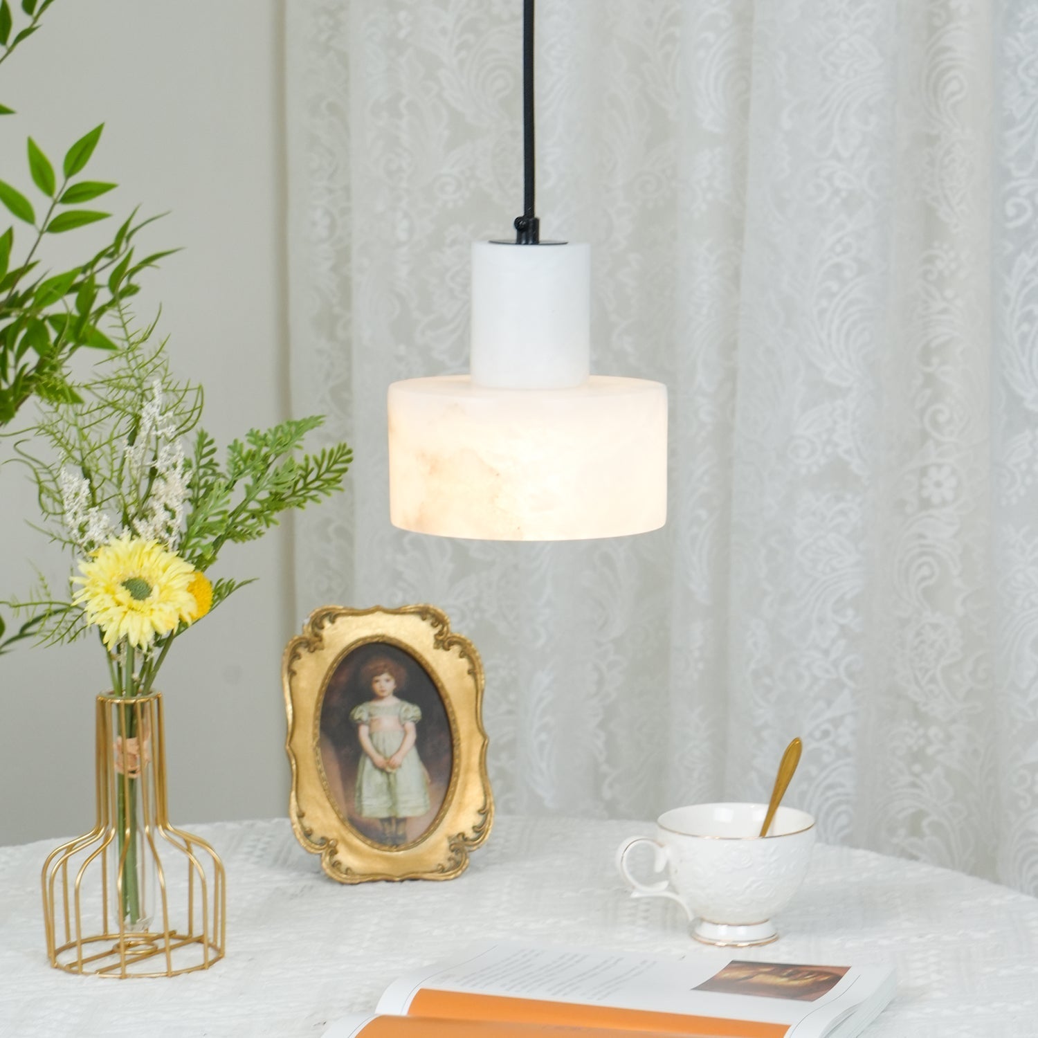 Alabaster Pendant Lgiht Dual Cylindrical - Letslighting