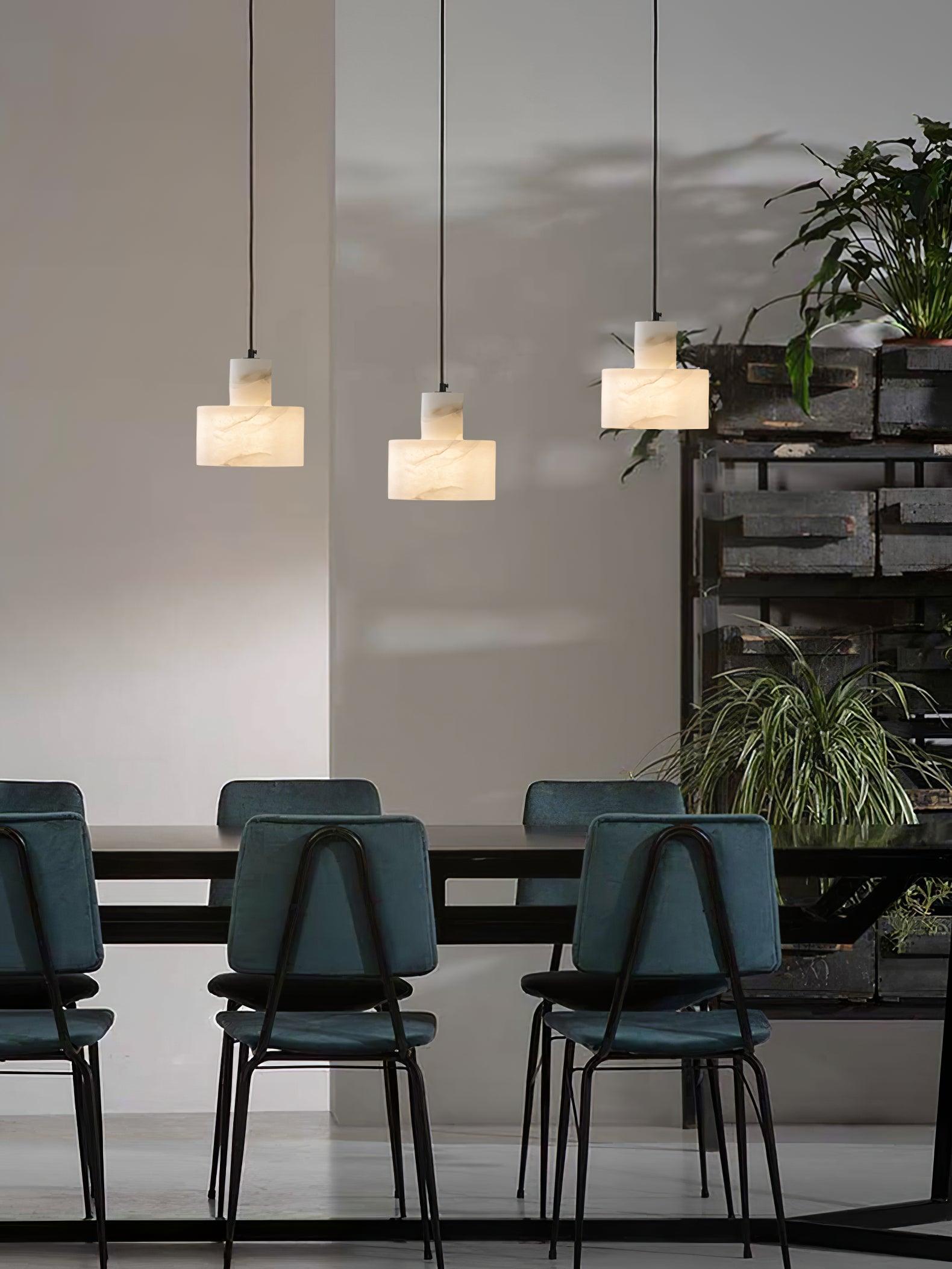 Alabaster Pendant Lgiht Dual Cylindrical - Letslighting
