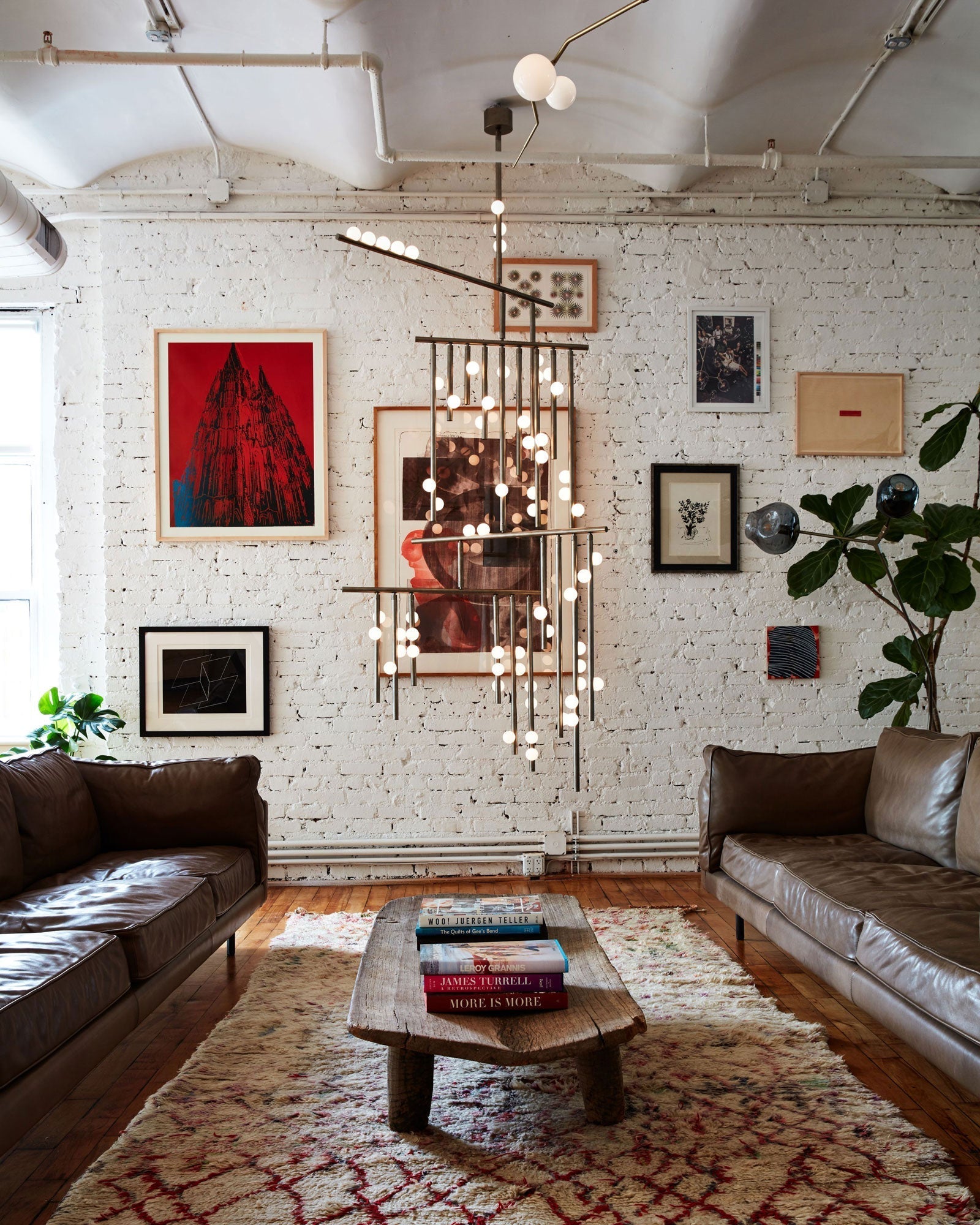 Eurzoris Geometric Brass Linear Pendant Light Chandelier - Letslighting