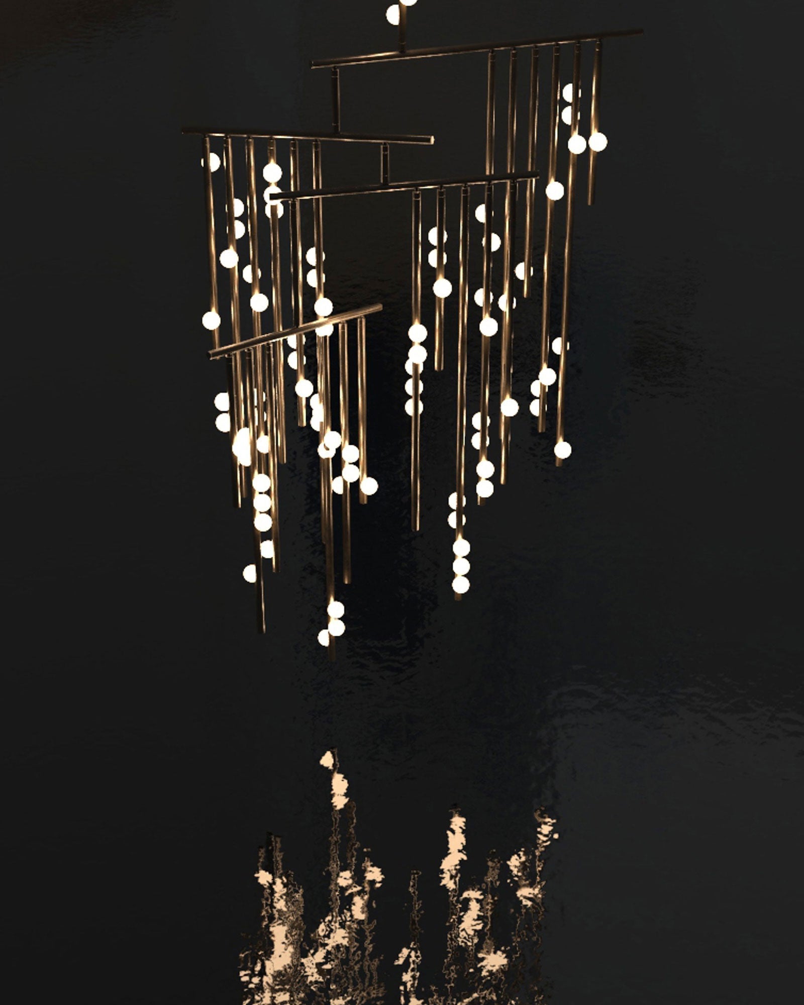 Eurzoris Geometric Brass Linear Pendant Light Chandelier - Letslighting