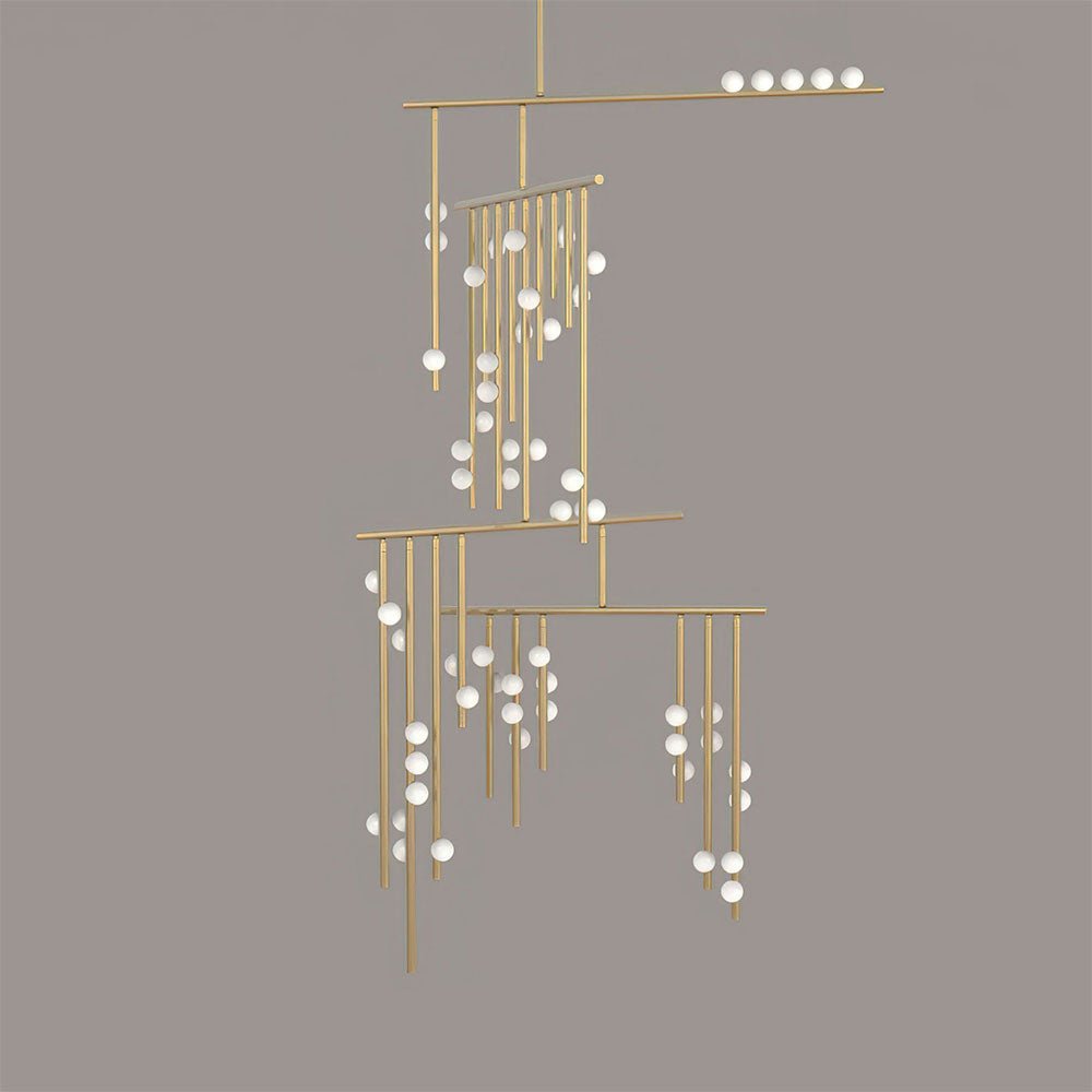 Eurzoris Geometric Brass Linear Pendant Light Chandelier - Letslighting