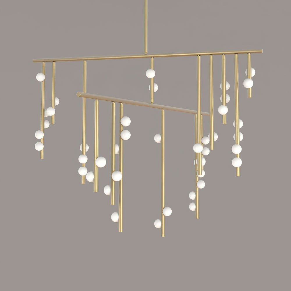 Eurzoris Geometric Brass Linear Pendant Light Chandelier - Letslighting