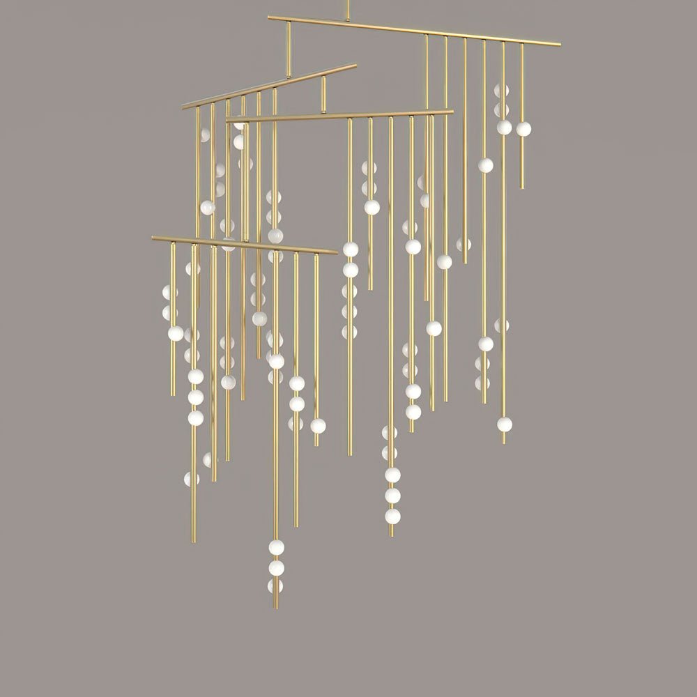 Eurzoris Geometric Brass Linear Pendant Light Chandelier - Letslighting