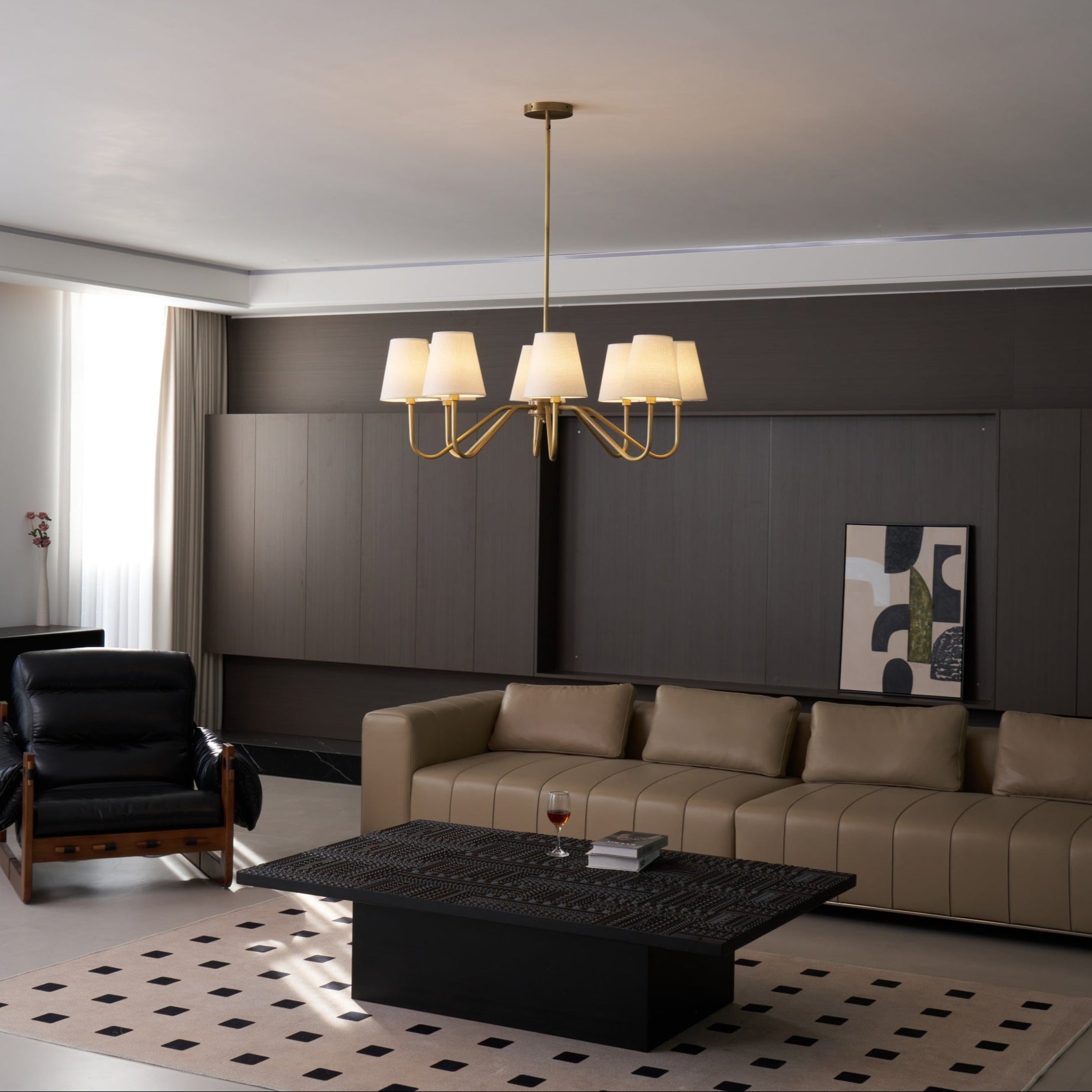 Viraean Vintage Industrial Brass Fabric Chandelier - Letslighting
