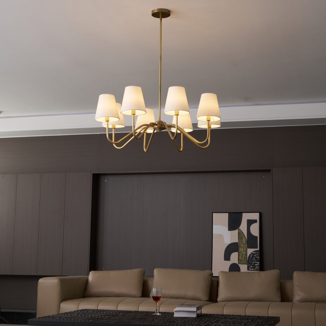 Viraean Vintage Industrial Brass Fabric Chandelier - Letslighting