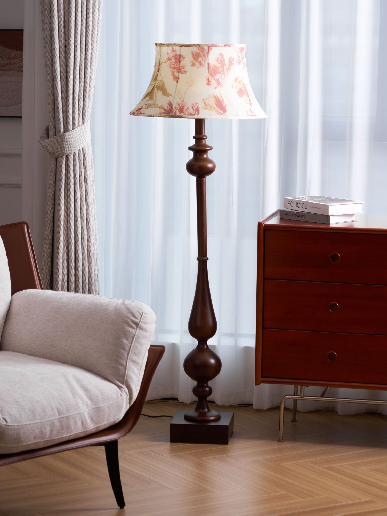 Floren Wood Fabric Classic Floor Lamp - Letslighting